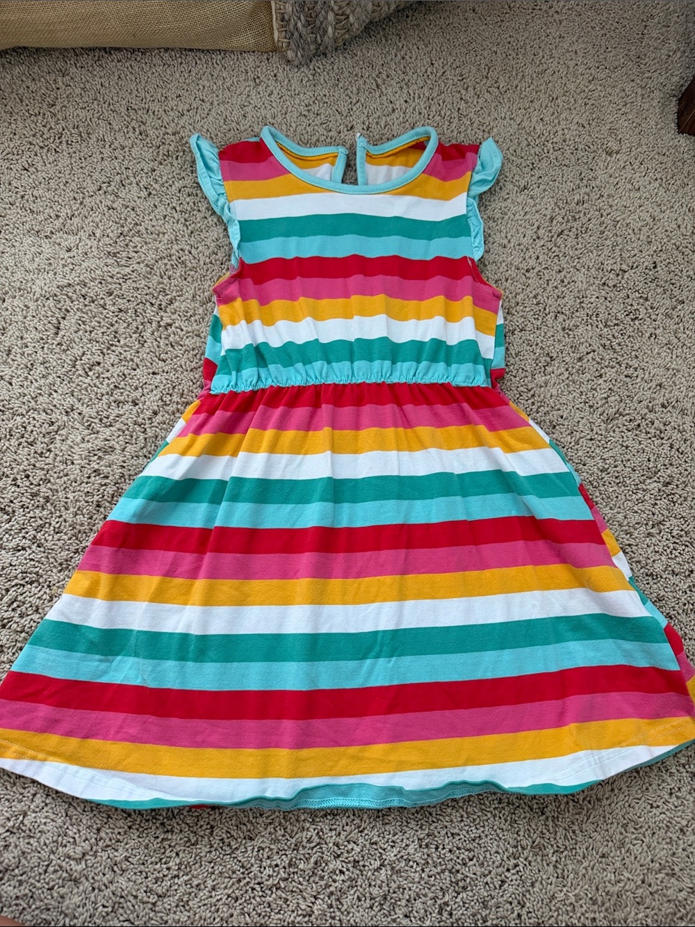 Amazon Girls' Multicolor Stripe Knit Dress - Casual Summer Style size 6